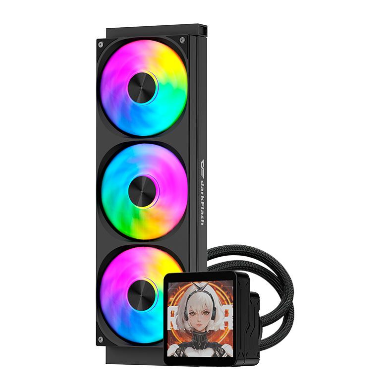 Water Cooler Aigo Darkflash DV360S, ARGB, Display IPS 3.95 Pol, 360mm, Preto, DV360S-MAX-BLACK