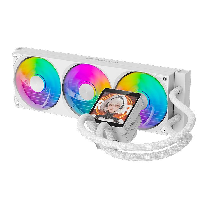 Water Cooler Aigo Darkflash DV360S, ARGB, Display IPS 3.95 Pol, 360mm, Branco, DV360S-MAX-WHITE