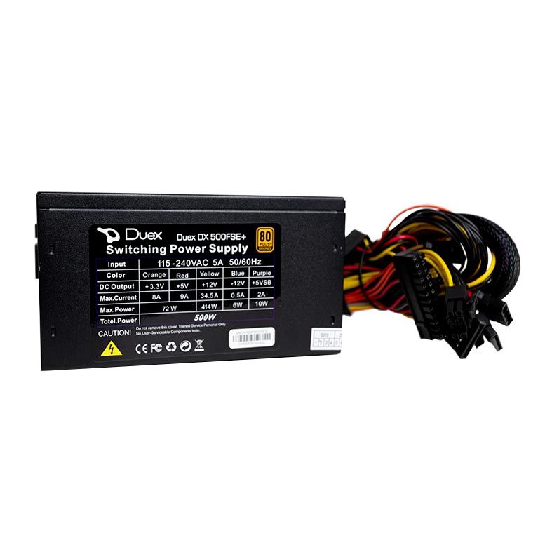 Fonte Duex DX 500, 500W, 80 Plus Bronze, Preto, DX-500FSE