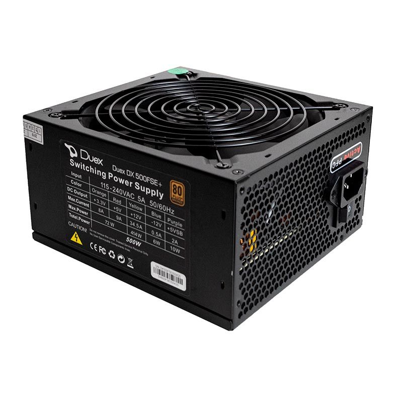 Fonte Duex DX 500, 500W, 80 Plus Bronze, Preto, DX-500FSE