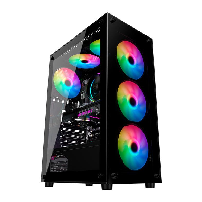 Gabinete Gamer Duex DX305T RGB Fan, Mid-Tower, Lateral de Vidro, Com 4 Fans, Preto, DX305T-RGB
