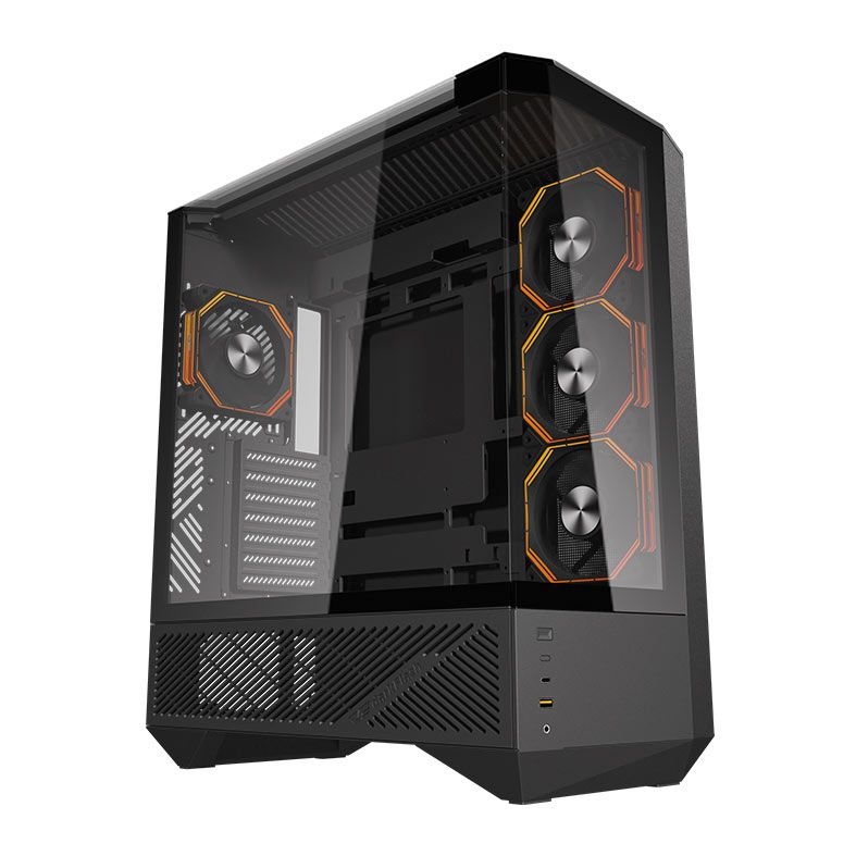 Gabinete Gamer Aigo Darkflash DY460, ARGB, Mid-Tower, Lateral de Vidro, Com 4 Fans, Preto, DY460-BK-4F