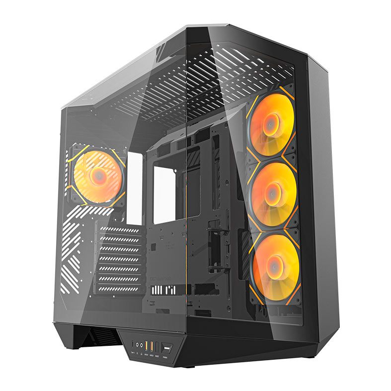 Gabinete Gamer Aigo Darkflash Arcee DY470 V2, ARGB, Full-Tower, Lateral de Vidro, Com 4 Fans, Preto, DC-DY470-B-ES1