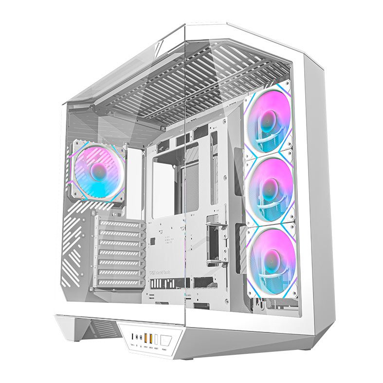 Gabinete Gamer Aigo Darkflash Arcee DY470 V2, ARGB, Full-Tower, Lateral de Vidro, Com 4 Fans, Branco, DC-DY470-W-ES1