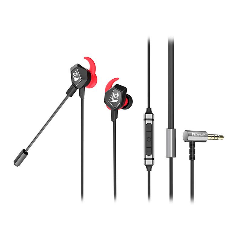 Fone de Ouvido Intra Auricular Redragon Bomber Elite, Preto e Vermelho, E300