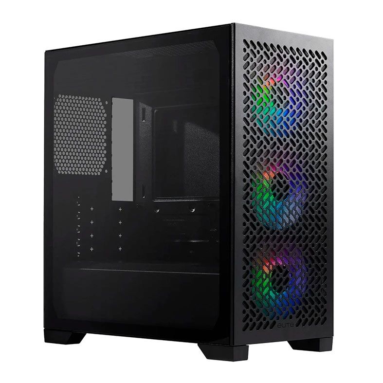 Gabinete Gamer Cooler Master Elite 302, ARGB, Vidro Temperado, Mini Tower, mATX, Com 3 Fans, Preto, E302-KGNN-SAZ
