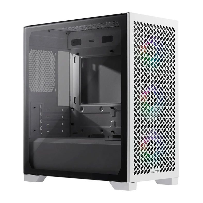 Gabinete Gamer Cooler Master Elite 302, ARGB, Vidro Temperado, Mini Tower, mATX, Com 3 Fans, Branco, E302-WGNN-SAZ