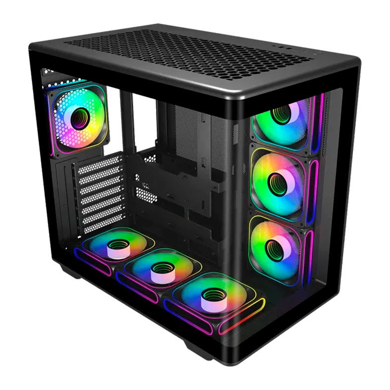 Gabinete Gamer Cooler Master Elite 600, ARGB, Mid-Tower, Lateral de Vidro, Com 7 Fans, Preto, E600-KGNN-S02