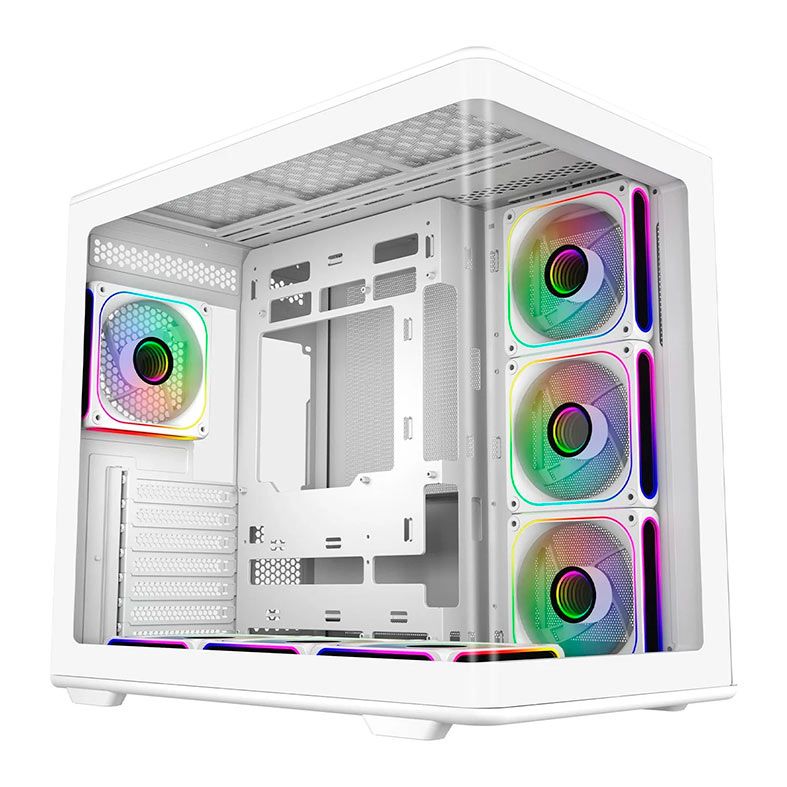 Gabinete Gamer Cooler Master Elite 600, ARGB, Mid-Tower, Vidro Temperado, ATX, Branco, Sem Fonte, Com 4 Fans, E600-WGNN-S01