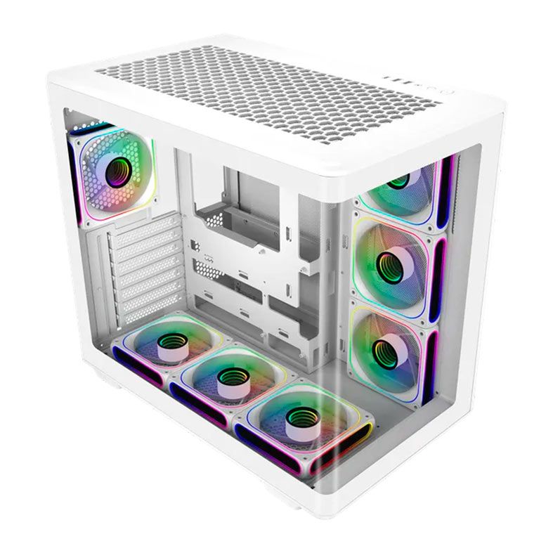 Gabinete Gamer Cooler Master Elite 600, ARGB, Mid-Tower, Lateral de Vidro, Com 7 Fans, Branco, E600-WGNN-S02