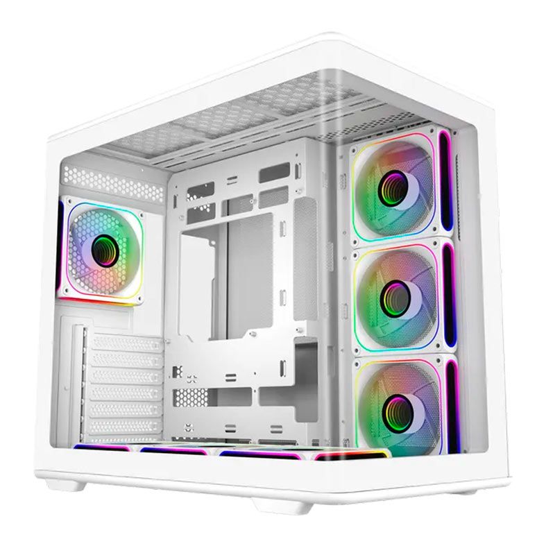 Gabinete Gamer Cooler Master Elite 600, ARGB, Mid-Tower, Lateral de Vidro, Com 7 Fans, Branco, E600-WGNN-S02