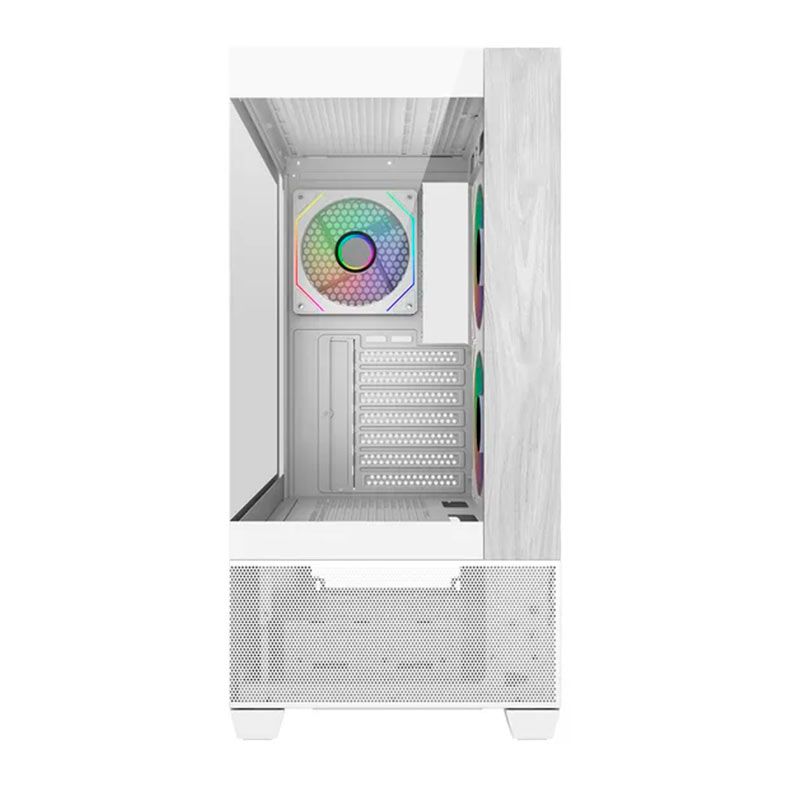 Gabinete Gamer Cooler Master Elite 690 Wood, ARGB, Mid-Tower, Lateral de Vidro, Com 3 Fans, Branco, E690-WHNN-S00