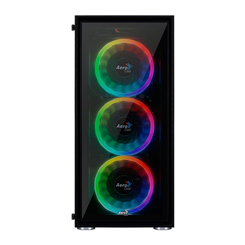 Gabinete AeroCool Quartz REVO RGB Mid Tower Lateral Vidro Temp Preto, EAN53097