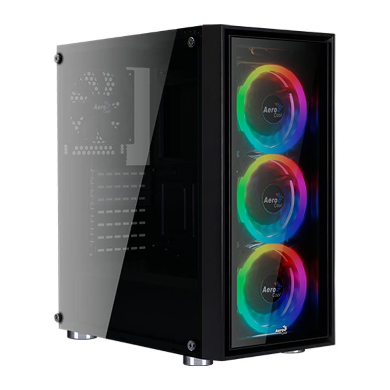 Gabinete AeroCool Quartz REVO RGB Mid Tower Lateral Vidro Temp Preto, EAN53097