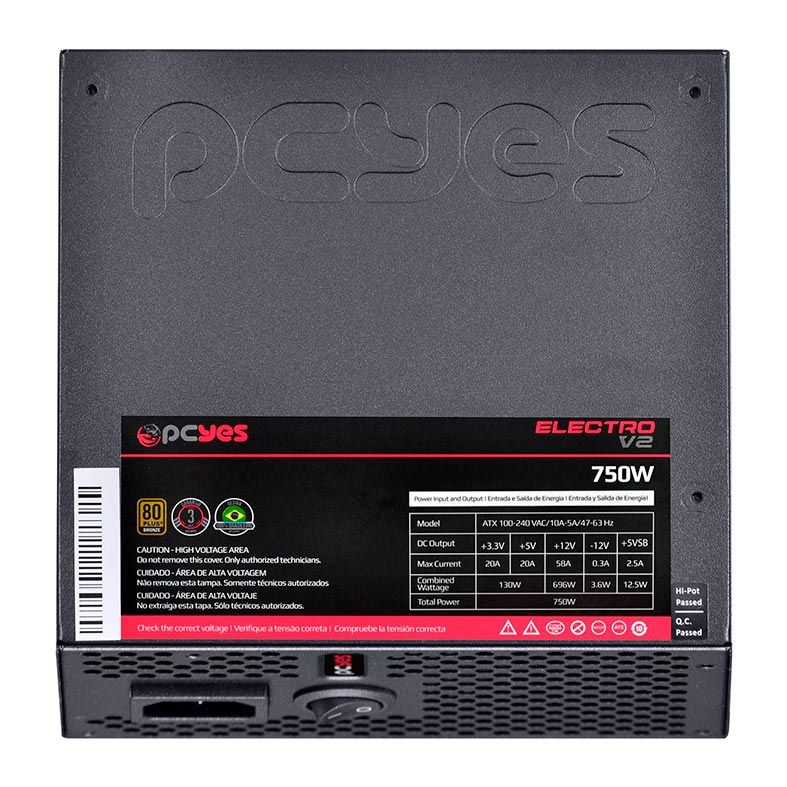 Fonte Pcyes Electro 750W V2, 80Plus Bronze, ELECV2PTO750W