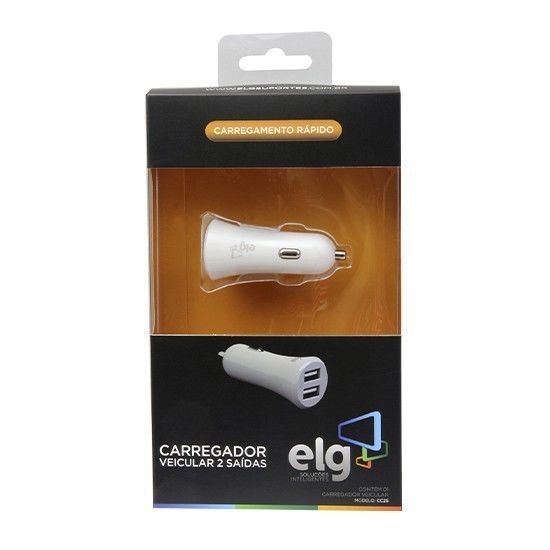 Carregador veicular universal CC2S , 2 saídas USB , ELG - BOX
