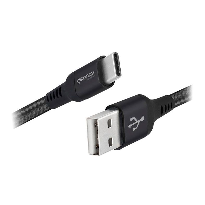 Cabo USB-C Para USB 2.0 Geonav, 1m, Nylon Trancado, Preto, ESC05