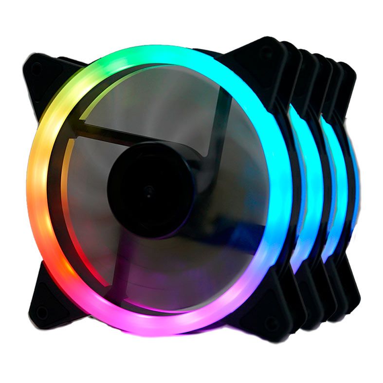 OPENBOX Kit Ventoinhas Redragon GC-F011, RGB, 3x120mm, Preto, F011