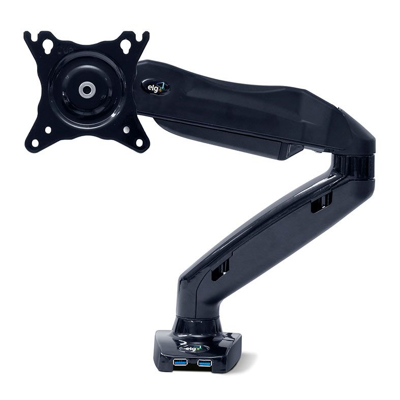 Suporte Articulado Com Pistao a Gas Para Monitor ELG, Com USB, 17 Pol. a 27 Pol., Preto, F90USB