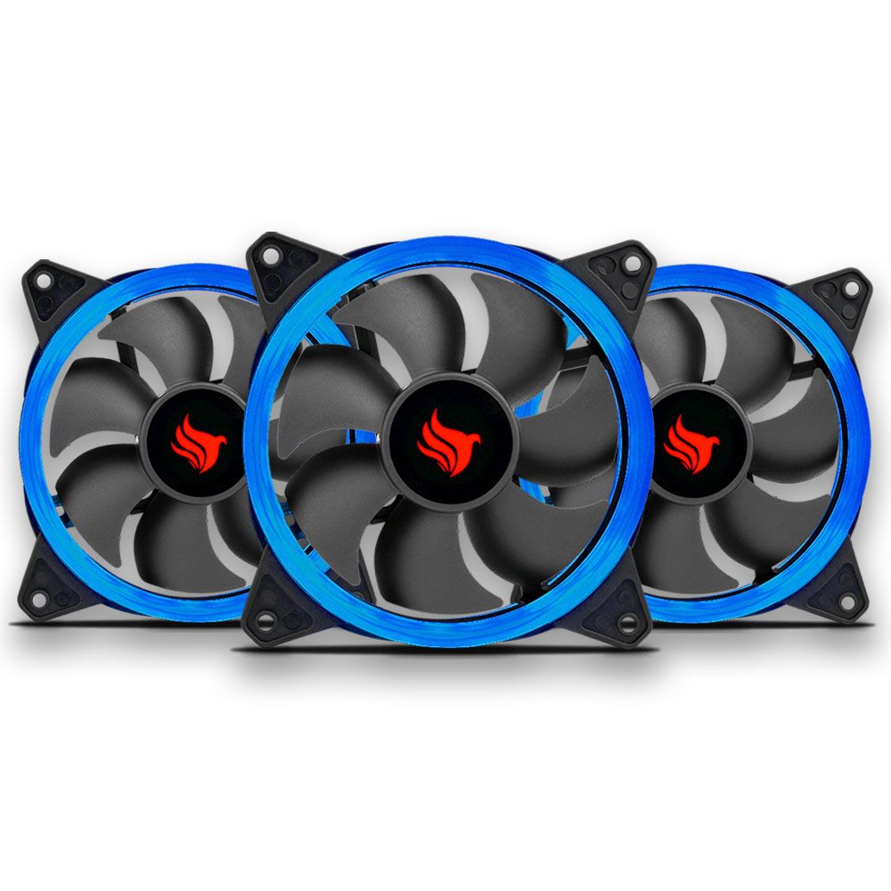 Kit Ventoinhas Pichau Feather 3x120mm Azul, KIT-03-FEATHER-BLUE