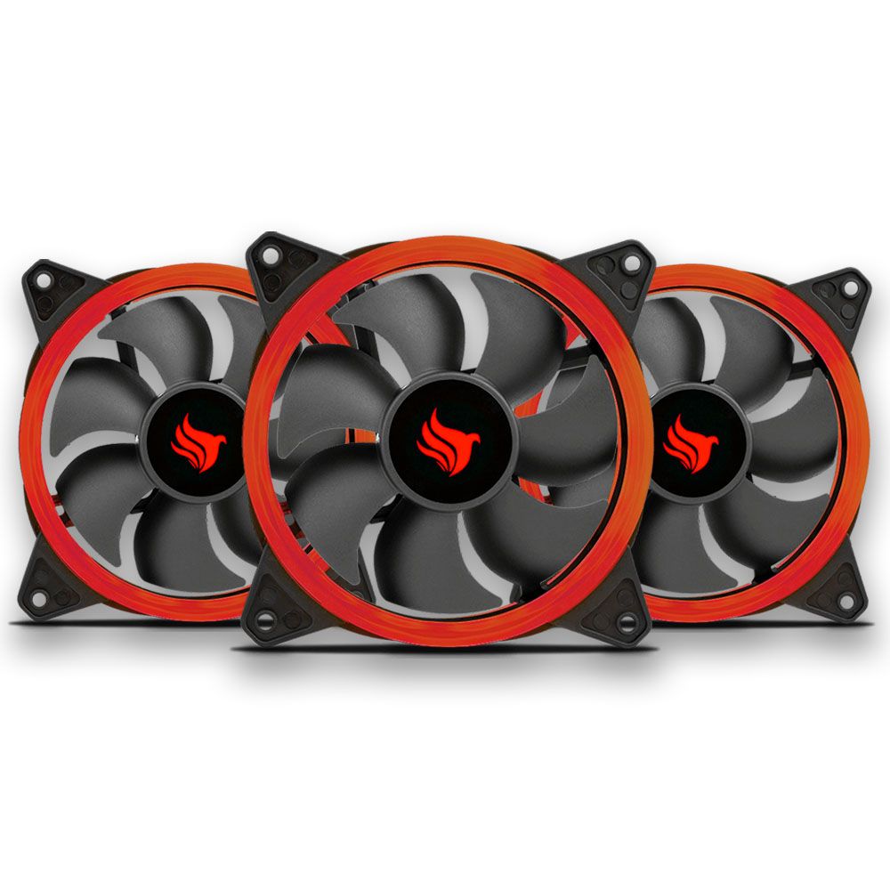 Kit Ventoinhas Pichau Feather 3x120mm Vermelho, KIT-03-FEATHER-RED