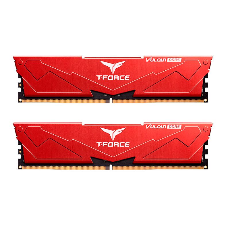 Memoria Team Group T-Force Vulcan, 16GB (2x8GB), DDR5, 6000MHz, C38, Vermelho, FLRD516G6000HC38ADC01