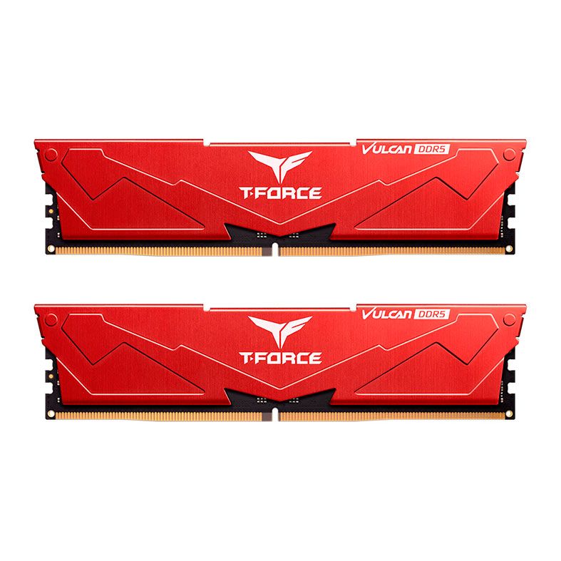 Memoria Team Group T-Force Vulcan, 64GB (2x32GB), DDR5, 6000MHz, C38, Vermelho, FLRD564G6000HC38JDC01