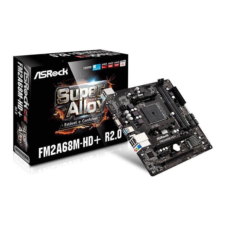 Placa Mae ASRock FM2A68M-HD+ R2.0 DDR3 Socket FM2+ Chipset AMD A68H