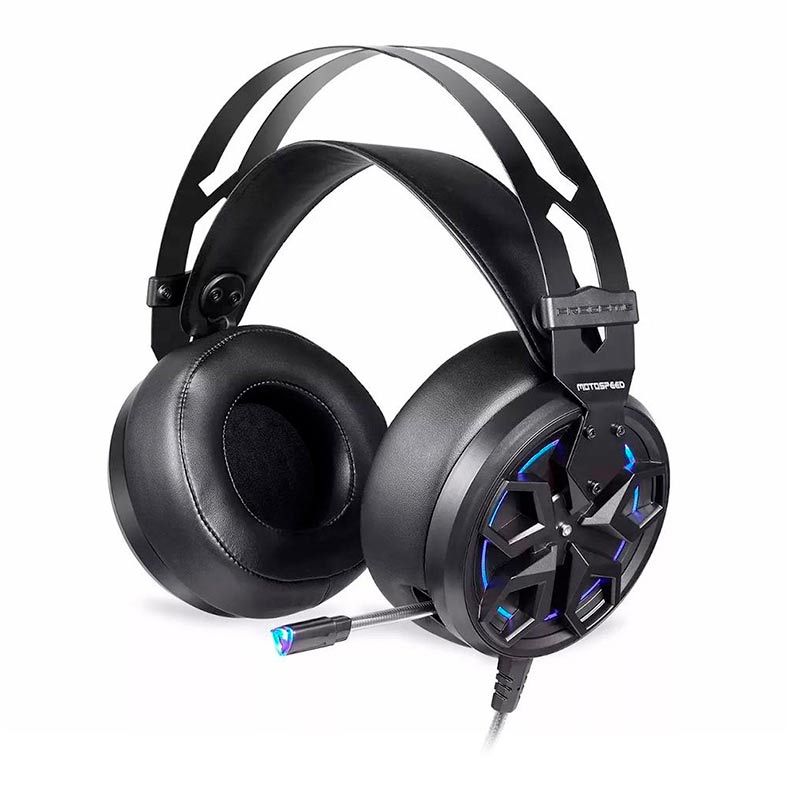 Headset Gamer Motospeed H60 Led Azul 7.1 Virtual Drivers 50mm USB Preto, FMSHS0003PTO