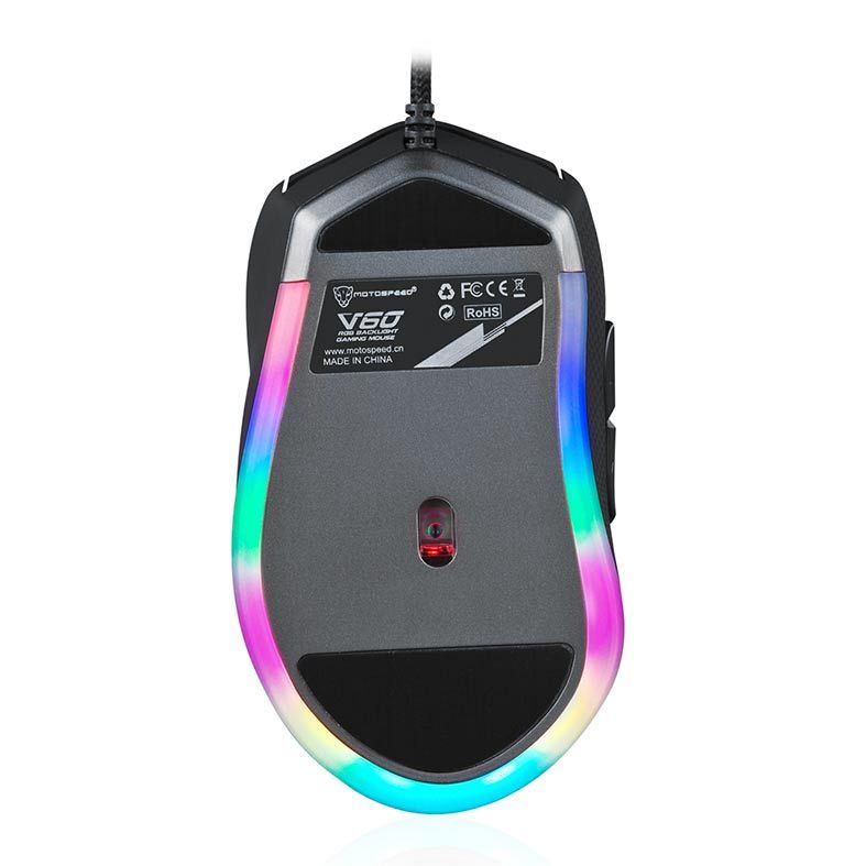 Mouse Gamer Motospeed V60 10000DPI RGB 7 Botoes Preto, FMSMS0006PTO