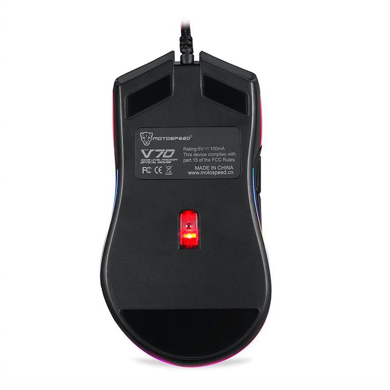 Mouse Gamer Motospeed V70, RGB, 12000DPI, 7 Botoes, Preto, FMSMS0007PTO
