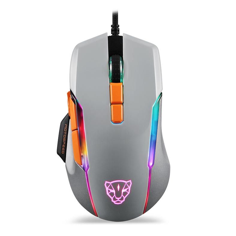 Mouse Gamer Motospeed V90 RGB 10000DPI 9 Botoes Cinza, FMSMS0081CIZ