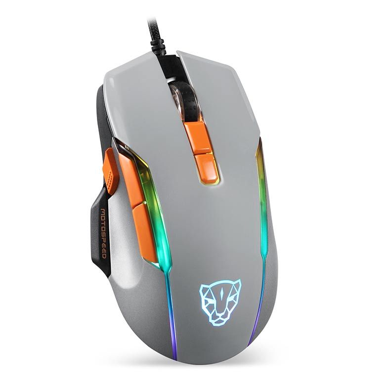 Mouse Gamer Motospeed V90 RGB 10000DPI 9 Botoes Cinza, FMSMS0081CIZ