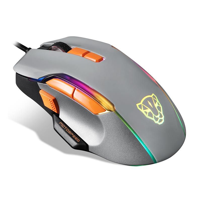 Mouse Gamer Motospeed V90 RGB 10000DPI 9 Botoes Cinza, FMSMS0081CIZ