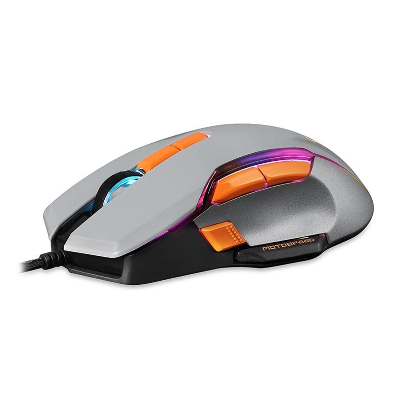 Mouse Gamer Motospeed V90 RGB 10000DPI 9 Botoes Cinza, FMSMS0081CIZ
