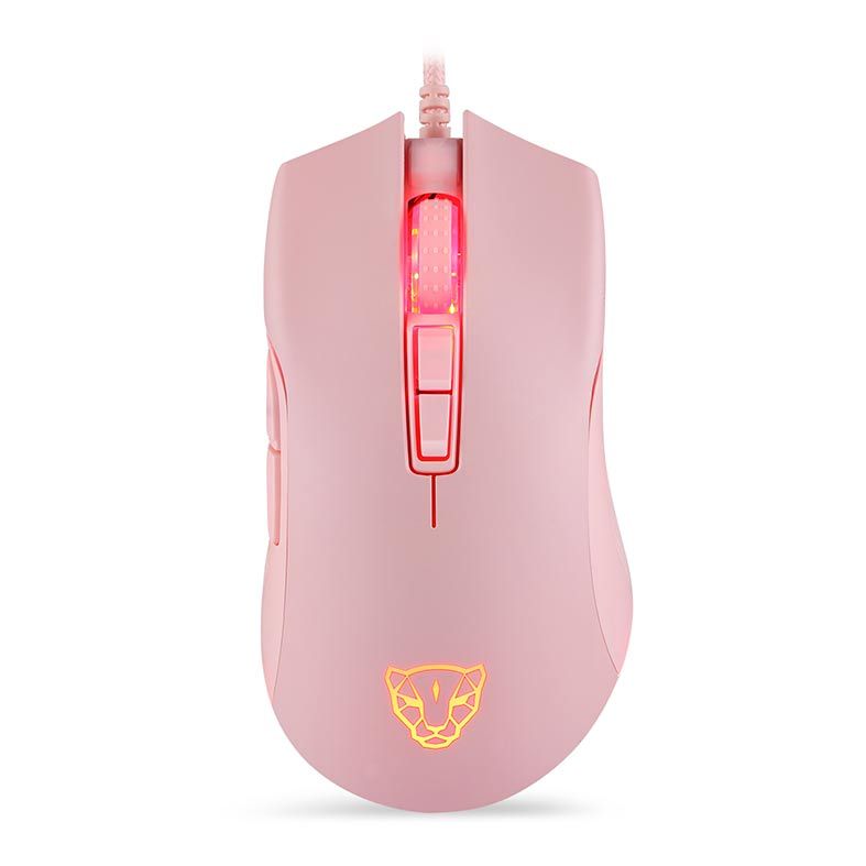Mouse Gamer Motospeed V70 Essential RGB 7 Botões 6400DPI Rosa, FMSMS0085RSA