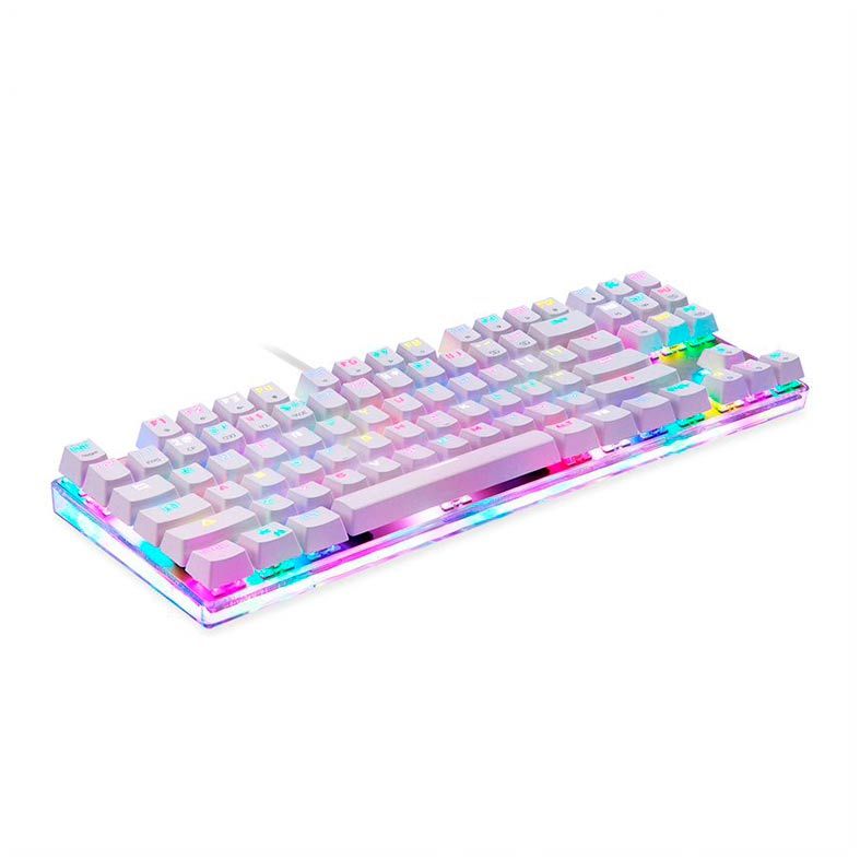 Teclado Mecanico Motospeed K87S Branco RGB Switch Azul, FMSTC0006AZL