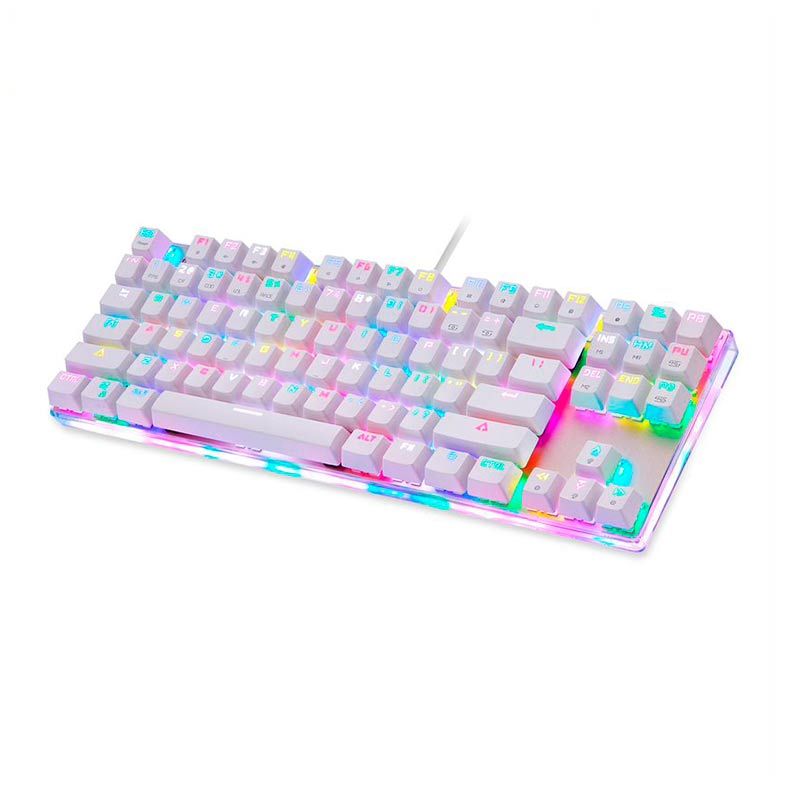 Teclado Mecanico Motospeed K87S Branco RGB Switch Azul, FMSTC0006AZL