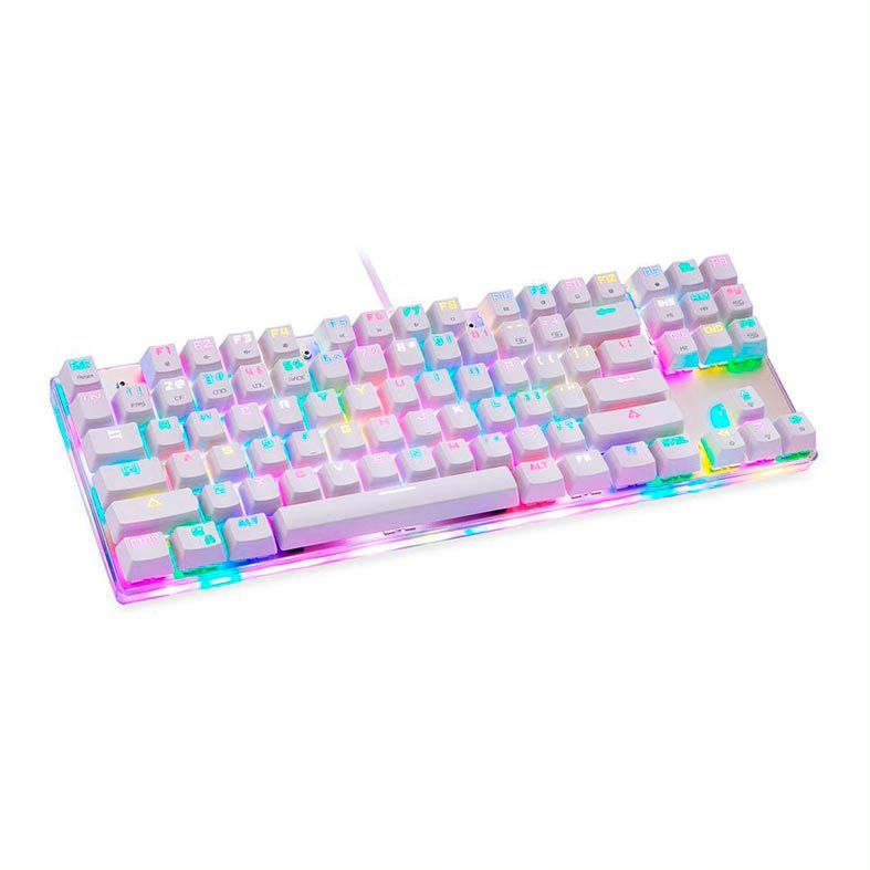 Teclado Mecanico Motospeed K87S Branco RGB Switch Azul, FMSTC0006AZL