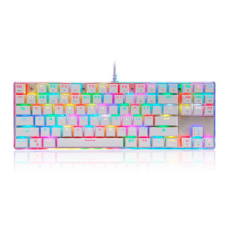 Teclado Mecanico Motospeed K87S Branco RGB Switch Azul, FMSTC0006AZL