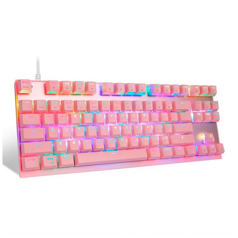 Teclado Mecanico Motospeed CK82 Rosa RGB Switch Azul, FMSTC0039AZL