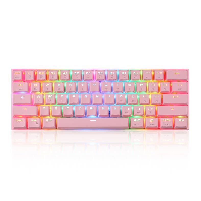 Teclado Mecanico Motospeed CK62 Rosa RGB Switch Vermelho Bluetooth, FMSTC0098RSA