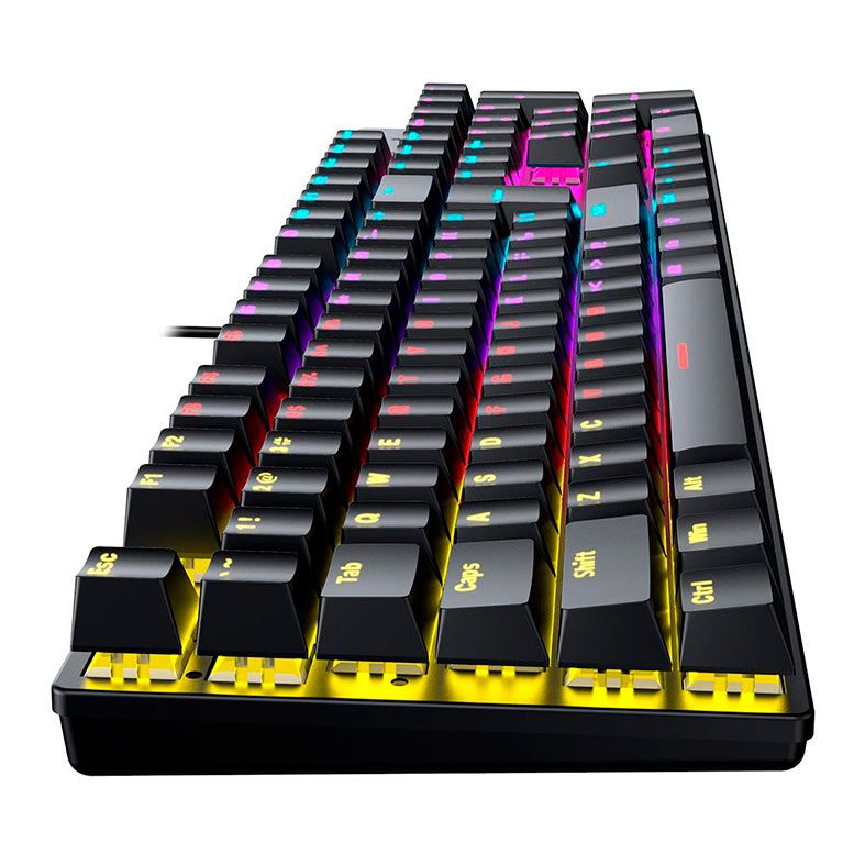 Teclado Mecanico Gamer Force One Avro, Rainbow, US, Switch Azul, Preto e Branco, FRC-AVRO-BL