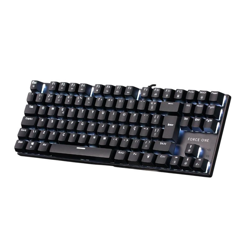 Teclado Mecanico Force One Atlas TKL, 80%, Led Branco, ABNT2, Preto, FR.TC.TK.01