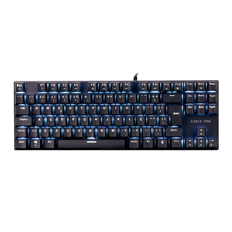 Teclado Mecanico Force One Atlas TKL, 80%, Led Branco, ABNT2, Preto, FR.TC.TK.01