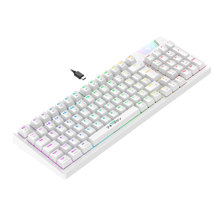 Teclado Mecanico Gamer Force One Yari, RGB, ABNT, Switch Amarelo, Branco, FR.TC.YA.01