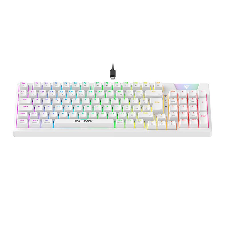 Teclado Mecanico Gamer Force One Yari, RGB, ABNT, Switch Amarelo, Branco, FR.TC.YA.01
