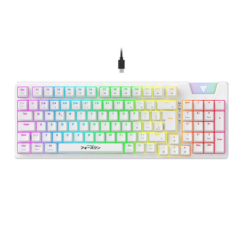 Teclado Mecanico Gamer Force One Yari, RGB, ABNT, Switch Amarelo, Branco, FR.TC.YA.01