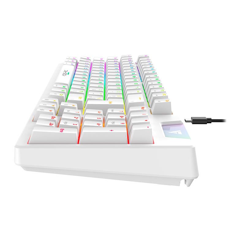 Teclado Mecanico Gamer Force One Yari, RGB, ABNT, Switch Amarelo, Branco, FR.TC.YA.01