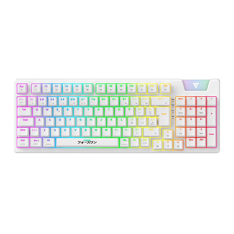Teclado Mecanico Gamer Force One Yari, RGB, ABNT, Switch Amarelo, Branco, FR.TC.YA.01